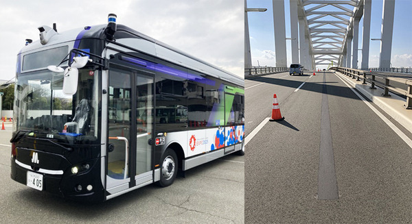 路面の特殊塗料に沿って自動走行　大阪・関西万博に向けた大型EVバスの自動運転の実証実験　レベル4の認可取得をめざす