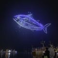 気仙沼みなとまつりで初のドローンショー　1,000機が恵比寿像や大漁旗、ホヤぼーやを夜空に描く