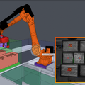 3Dビジョンによる混載パレットのスキャンと荷下ろしの様子