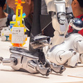 「ソニーブースでアイボとキュリオのステッカーをゲット!!」ロボカップゆる～いレポート