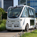 ハンドルのない自動運転バス「NAVYA ARMA」の一般試乗会　SoftBank Worldに合わせて芝公園で開催