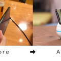 スマホを装着する卵型テレプレゼンスロボット「動く電話テレピー」見回しながら会話もできる