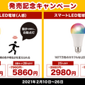 人を感じると家電が動く「スマート電球(人感)」と1677万色に及ぶ発色が可能な「スマートLED電球(RGB調色)」プラススタイルが販売開始