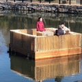 3m四方の床が海や運河・河川を自動で移動 都市型自動運転船「海床ロボット」の実証実験 大阪城で実施