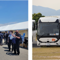 観光バスも電動仕様に　EVモーターズ・ジャパンが関西エリアでEV観光バスを初披露　運転士19名が試運転、乗客300名が試乗体験