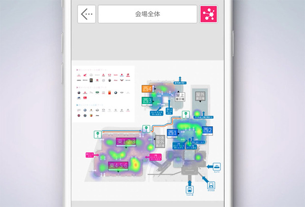 会場内のヒートマップ画面