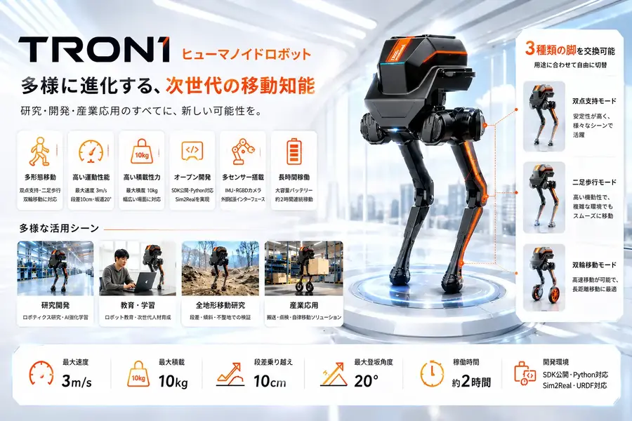 ロボットバンクが中国LimX Dynamics製ヒューマノイド3機種を国内展開 TRON1・TRON2・Oli