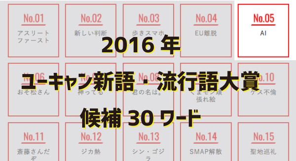 「ポケモンGO」「センテンススプリング」と共に「AI」も。2016年ユーキャン新語・流行語大賞候補が発表 画像