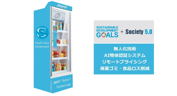 AI搭載型無人販売機「スマリテ」珍しい生鮮食材や加工食品も販売する実証実験　食糧品をとってアプリでキャッシュレス決済 画像