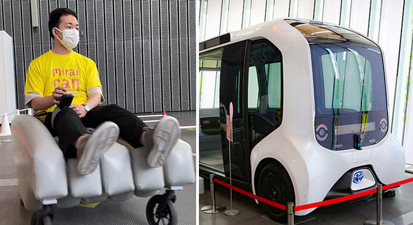 日本科学未来館で柔らかい移動ロボット「poimo」(ポイモ)に乗ってきた　トヨタの自動運転EVバス内部も公開 画像