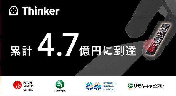 近接覚センサーのThinkerが1.4億円の資金調達を実施　設立からの累計資金調達は4.7億円に