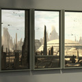 「Atmoph Window 2|Star Wars」第四弾はスター・ウォーズ エピソード2より「コルサント」の風景 摩天楼やスピーダーを再現
