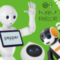 ロボットを連れてペッパーパーラーに来店すると「ロボホン･Romi･Pepperのアニバーサリーステッカー」をプレゼント中